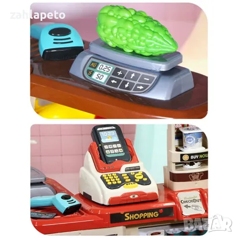 Детски магазин с количка за пазаруване и пос терминал, снимка 7 - Играчки за стая - 48246401