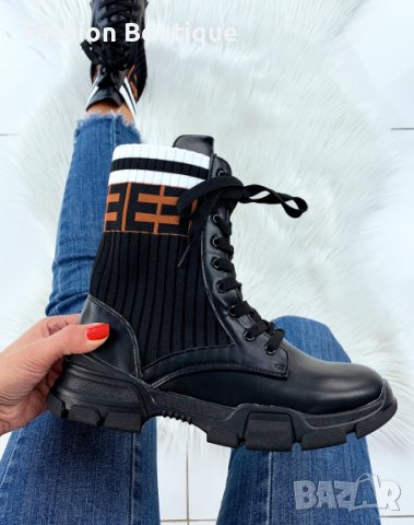 Дамски, кожени боти -чорап, снимка 3 - Дамски боти - 42752906