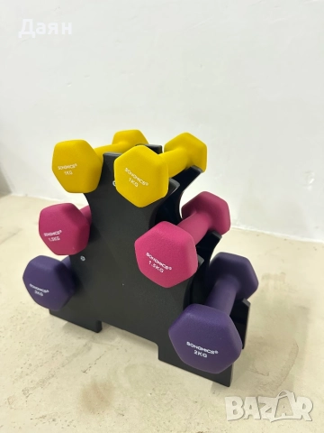 Комплект шестоъгълни дъмбели с матово покритиеSONGMICS