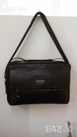 Мъжка чанта Jeep, еко кожа, регулируема презрамка, черна - 3390950, снимка 5 - Чанти - 36676602
