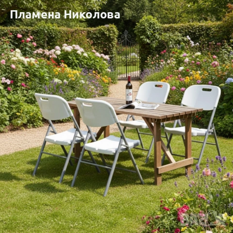 Комплект 4 броя сгъваеми кетъринг столове за градина и събития - удобни и издръжливи, снимка 5 - Столове - 53253758