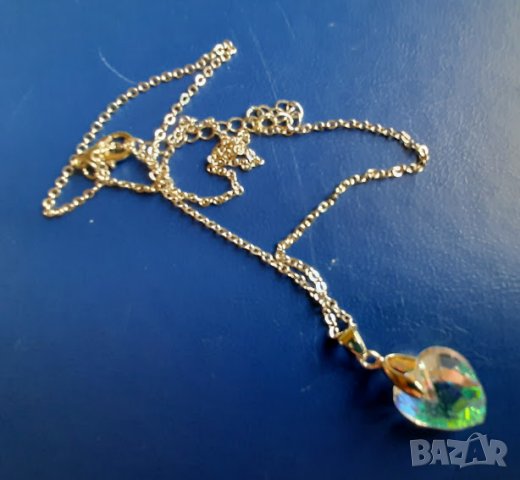 Колие от неръждаема стомана и сваровски кристал, сърце, снимка 2 - Колиета, медальони, синджири - 31620144