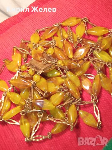 СТАРИННА АРТ ДЕКО ОГЪРЛИЦА от МУРАНО и БРОНЗ ЦВЕТНО ВЕНЕЦИАНСКО СТЪКЛО РЕТРО АРТ БИЖУ РЯДКО 24328, снимка 4 - Антикварни и старинни предмети - 33957553