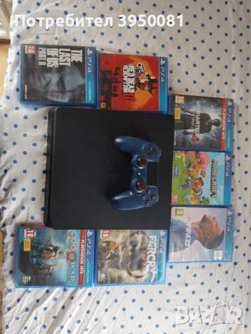 PlayStation 4 Slim 1TB + Оригинален контролер + 7 Топ Игри 