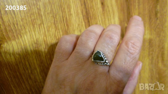 Старинен сребърен пръстен с естествен камък, снимка 4 - Пръстени - 40387732