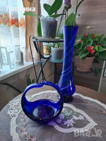 Стъклени фруктиери в синьо , снимка 7 - Аксесоари за кухня - 49095399