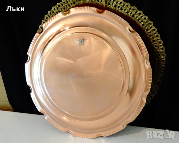 Медно плато,меден поднос 32 см.,чиста червена мед., снимка 3 - Антикварни и старинни предмети - 42504921