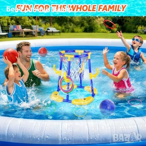 Нов Плаващ баскетболен кош за басейн с 4 топки и помпа за водни игри деца, снимка 7 - Други - 54042580