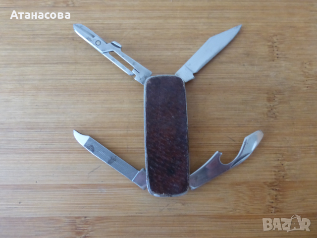 Рядко джобно ножче 4 инструмента кожено, снимка 2 - Антикварни и старинни предмети - 44755831