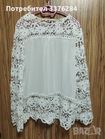 Дамска елегантна бяла блуза с дантелен ръкав , снимка 6 - Блузи с дълъг ръкав и пуловери - 39864030