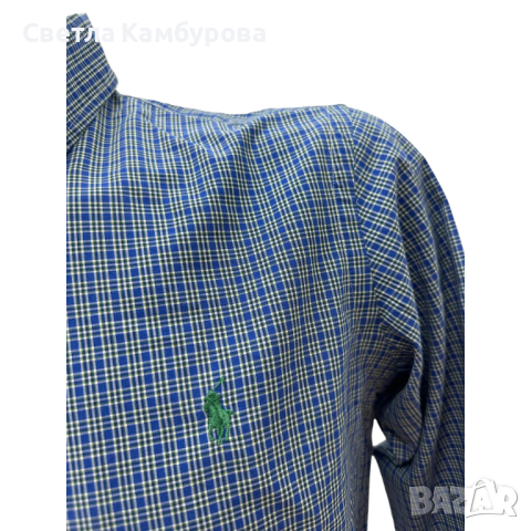 Мъжка риза RALPH LAUREN размер S каре синьо бяло, снимка 2 - Ризи - 44569430