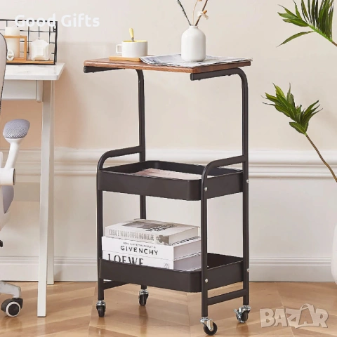 Преносима Помощна Масичка от Въглеродна Стомана – Стил и Мобилност в Едно