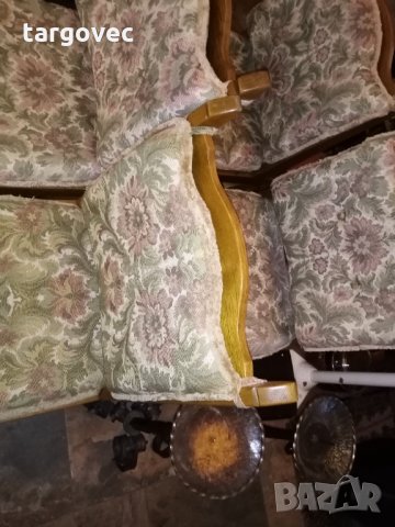  Немска трапезна маса комплект с шест броя масивни дъбови столове