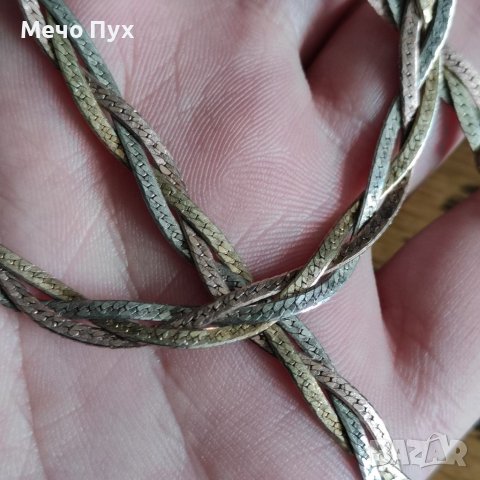 Сребърен синджир с три цвята (3), снимка 5 - Колиета, медальони, синджири - 40528344