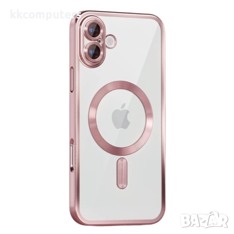 Силиконов кейс bSmart Chrome Magsafe с протектори за камерите, За iPhone 17 (6.3), Розово-златен, снимка 2 - Калъфи, кейсове - 51846746