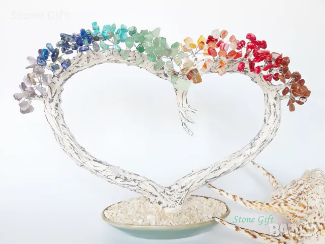 Дръвче 7 Кристала Сърце, Подарък Коледа, Подарък Идея, Подарък Кръщене, снимка 6 - Декорация за дома - 32993221