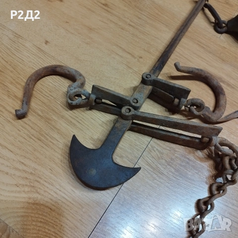 стар кантар с куки и топуз, снимка 3 - Антикварни и старинни предмети - 53905174