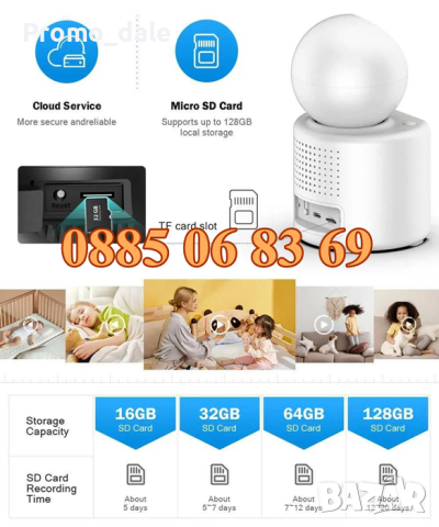 WIFI камера с вграден екран 2,8 инча, за видео разговори, снимка 4 - IP камери - 44584005