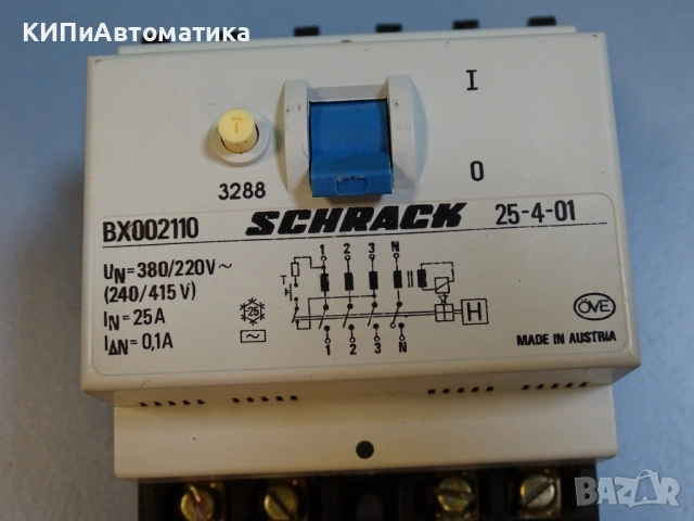 дефектнотокова защита SCHRACK 25-4-01 BX002110 current circuit breaker 25A 0.1A, снимка 4 - Резервни части за машини - 54344489