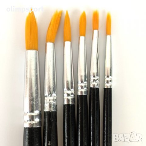 Четки за рисуване TIPTOP, 6 броя обли, от синтетичен косъм. Номера на четките - 2, 4, 6, 8, 10, 12. , снимка 2 - Ученически пособия, канцеларски материали - 39478589