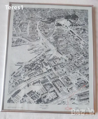 Литография или плакат Осло Норвегия Център - 1982година