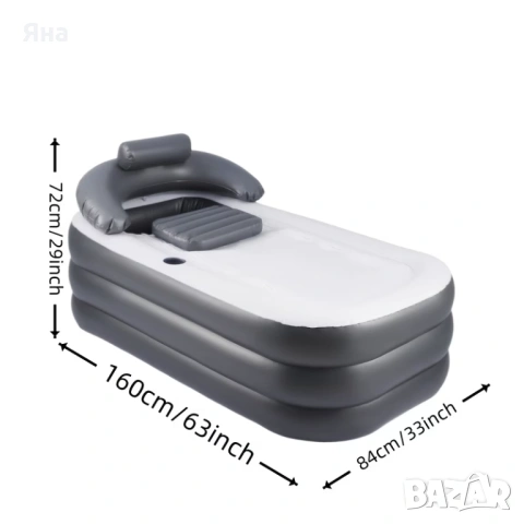 Надуваема преносима Вана с покривало и цип за задържане на топлината, снимка 7 - Душ кабини и вани - 53965175
