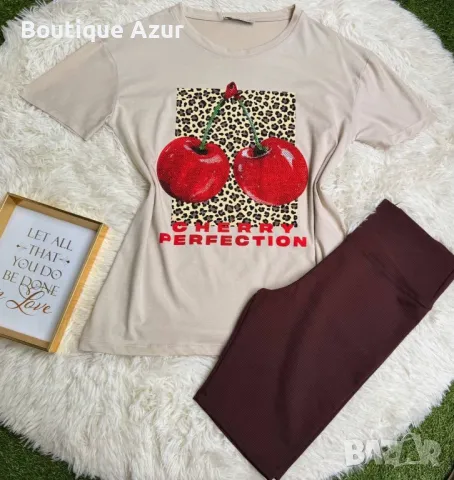 дамски комплекти тениска и къс клин с череши , снимка 15 - Комплекти - 50332047