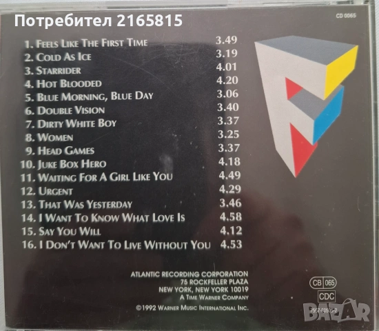 Foreigner  The very best   cd, снимка 2 - CD дискове - 54318448