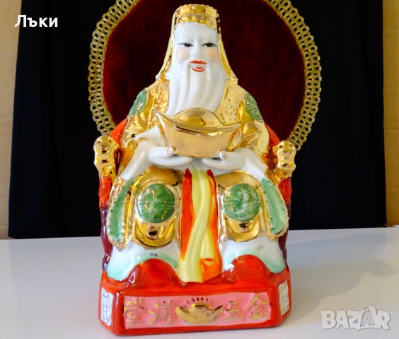 Китайска порцеланова фигура Лу-син,злато,фън шуй. , снимка 2 - Статуетки - 38492183