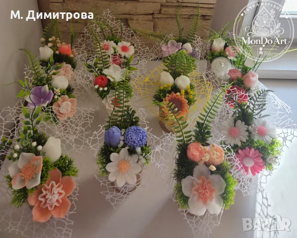 Сапунени цветя от глицеринов сапун, снимка 6 - Изкуствени цветя - 55877304