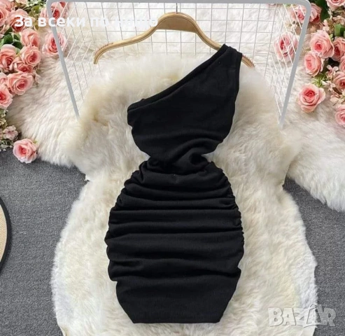 Дамска Къса Памучна Еластична Рокля - Различни Цветове Код Верона12, снимка 6 - Рокли - 54002799