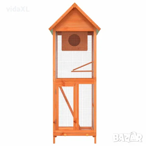 vidaXL Къщичка за птици кафява 60x58,5x160 см масивна чамова дървесина, снимка 3 - За птици - 56146308