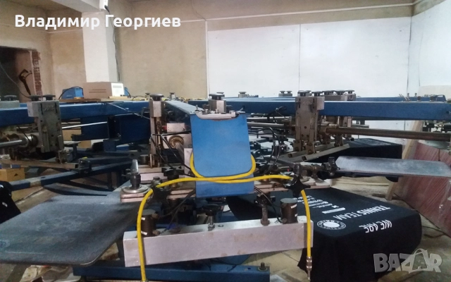 Напълно оборудвана линия за Ситопечат на тениски автоматичен карусел M& R 8 цвята 10 плота, снимка 2 - Други машини и части - 51699286