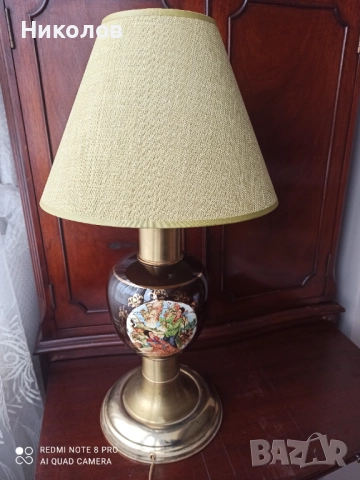 Настолна лампа порцелан и месинг , снимка 5 - Настолни лампи - 52573915