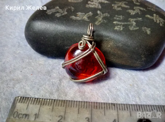 КРАСИВ СРЕБРИСТ ВИНТИДЖ СТИЛ МЕДАЛЬОН АРТ ПЕНДАНТ ЧЕРВЕН КРИСТАЛ ХЕНД МЕЙД БИЖУ 48777, снимка 4 - Колиета, медальони, синджири - 48828824
