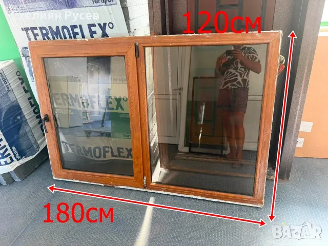 200822 ПВЦ PVC дограма прозорец 120/180см кафяво дъб  - цена 3 бр по 190 евро d+ -по един отваряем ,