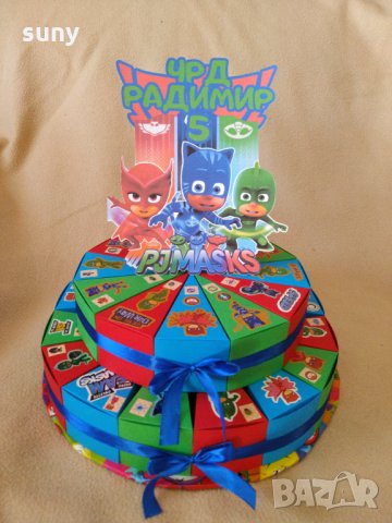 Картонена торта PJ Masks, снимка 1 - Други - 26584127