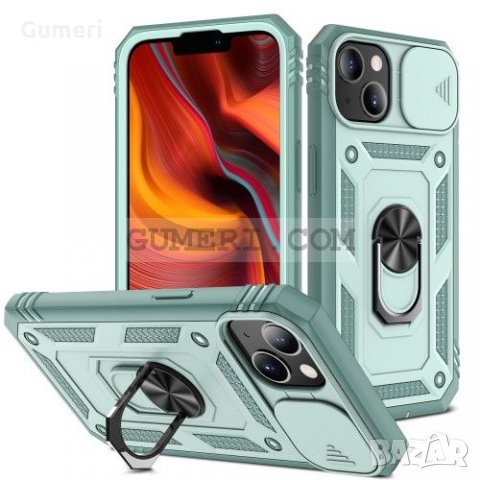 Apple iPhone 13 - Противоударен Хибриден Гръб с Ринг и Капак за Камерата, снимка 11 - Калъфи, кейсове - 34446142