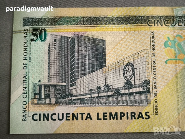 Банкнота - Хондурас - 50 лемпира UNC | 2019г., снимка 3 - Нумизматика и бонистика - 50760195