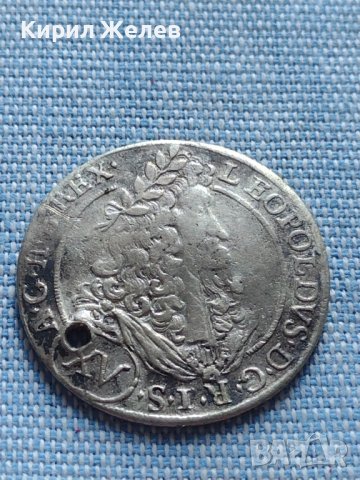 Сребърна монета 15 кройцера 1694г. Леополд първи Хал Тирол 13606