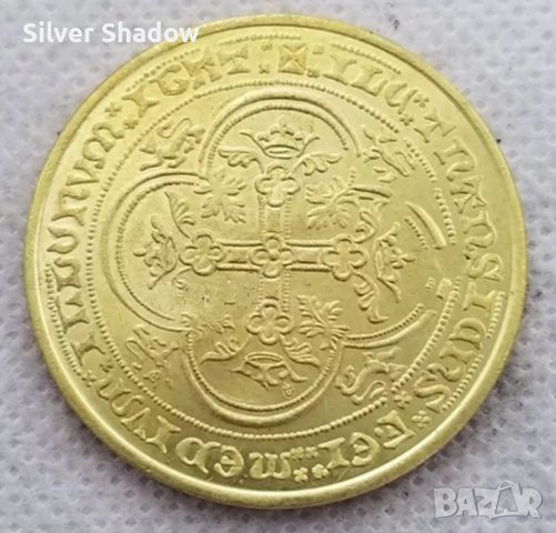 Монета Англия 1 Флорин 1344 г Крал Едуард III - РЕПЛИКА, снимка 2 - Нумизматика и бонистика - 39192029