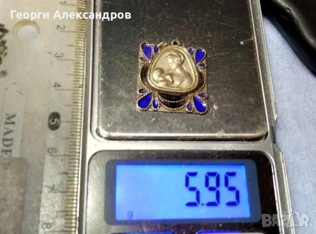 Старинна Емайлирана СРЕБЪРНА ИКОНКА Сребро 835 Ръчна Художествена Майсторска Работа КЛЕТЪЧЕН ЕМАЙЛ, снимка 4 - Антикварни и старинни предмети - 53979261