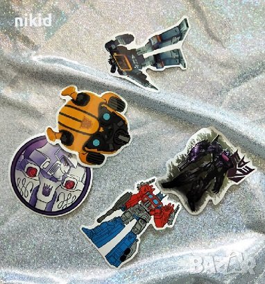 50 БР Трансформерс transformers самозалепващи лепенки стикери за украса декор картонена торта и др, снимка 4 - Други - 37588651