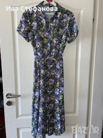 Страхотна дълга рокля риза флорален принт полски цветя , снимка 3 - Рокли - 40223429