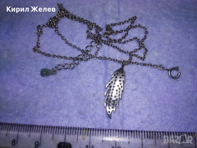 ФИНО АРТ СРЕБЪРНО КОЛИЕ с ЛИСТОВИДЕН СРЕБЪРЕН ПЕНДАНТ с ИСКРЯЩИ ЦИРКОНИ СРЕБРО S925 ПРОБА 40989, снимка 11 - Колиета, медальони, синджири - 42787562