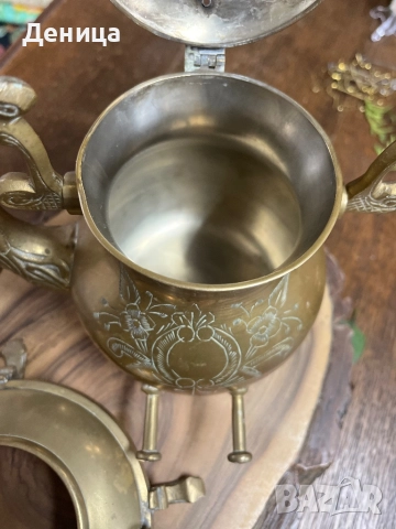 Жесток комплект от месингов чайник и елегантна орнаментирана стойка♥️ йник. , снимка 8 - Други - 52487650