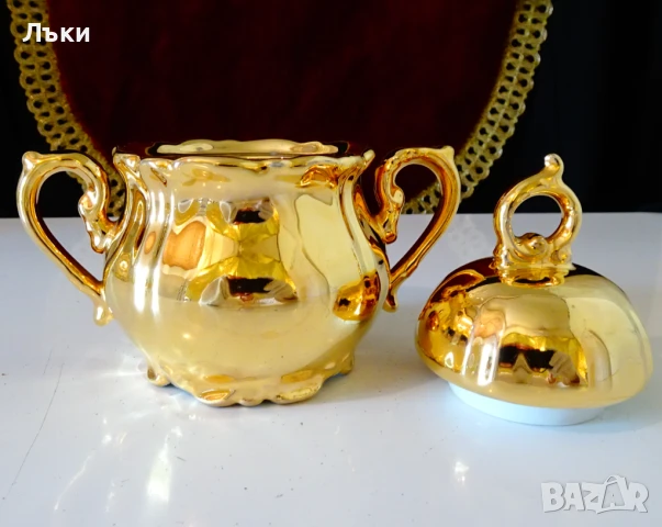Захарница баварски порцелан,чисто злато,барок. , снимка 4 - Антикварни и старинни предмети - 51172078