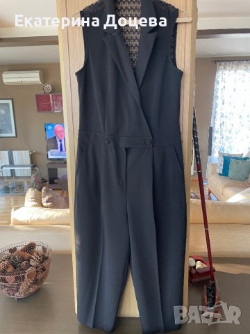 Черен гащеризон с гръб от дантела, снимка 1