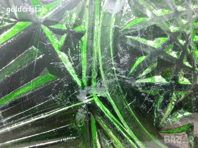 Стара стъклена чиния плато цветно зелено стъкло , снимка 4 - Антикварни и старинни предмети - 53309981