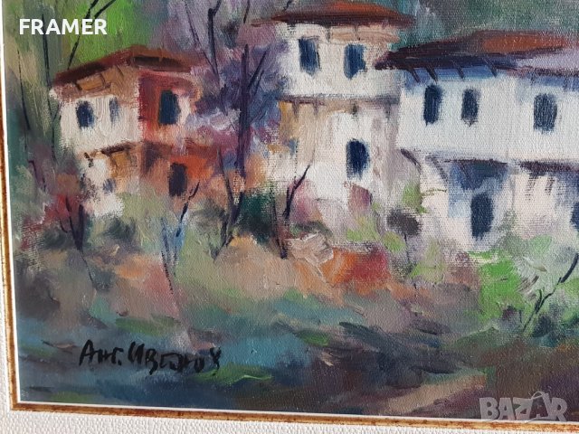 Ангел Иванов (1925 – 2014) квартал от Тетевен маслени бои, снимка 5 - Картини - 38953437